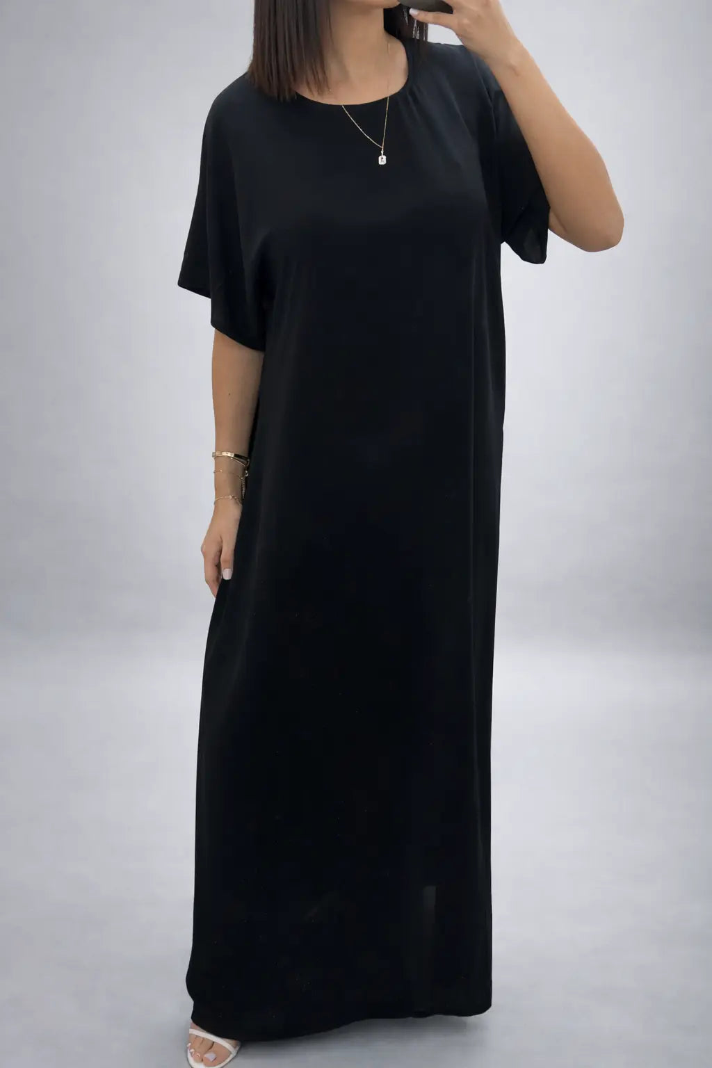 Korean silk slip dress under abaya Flowing maxi dress Miss Chadou Korean silk slip dress under abaya Flowing maxi dress Miss Chadou