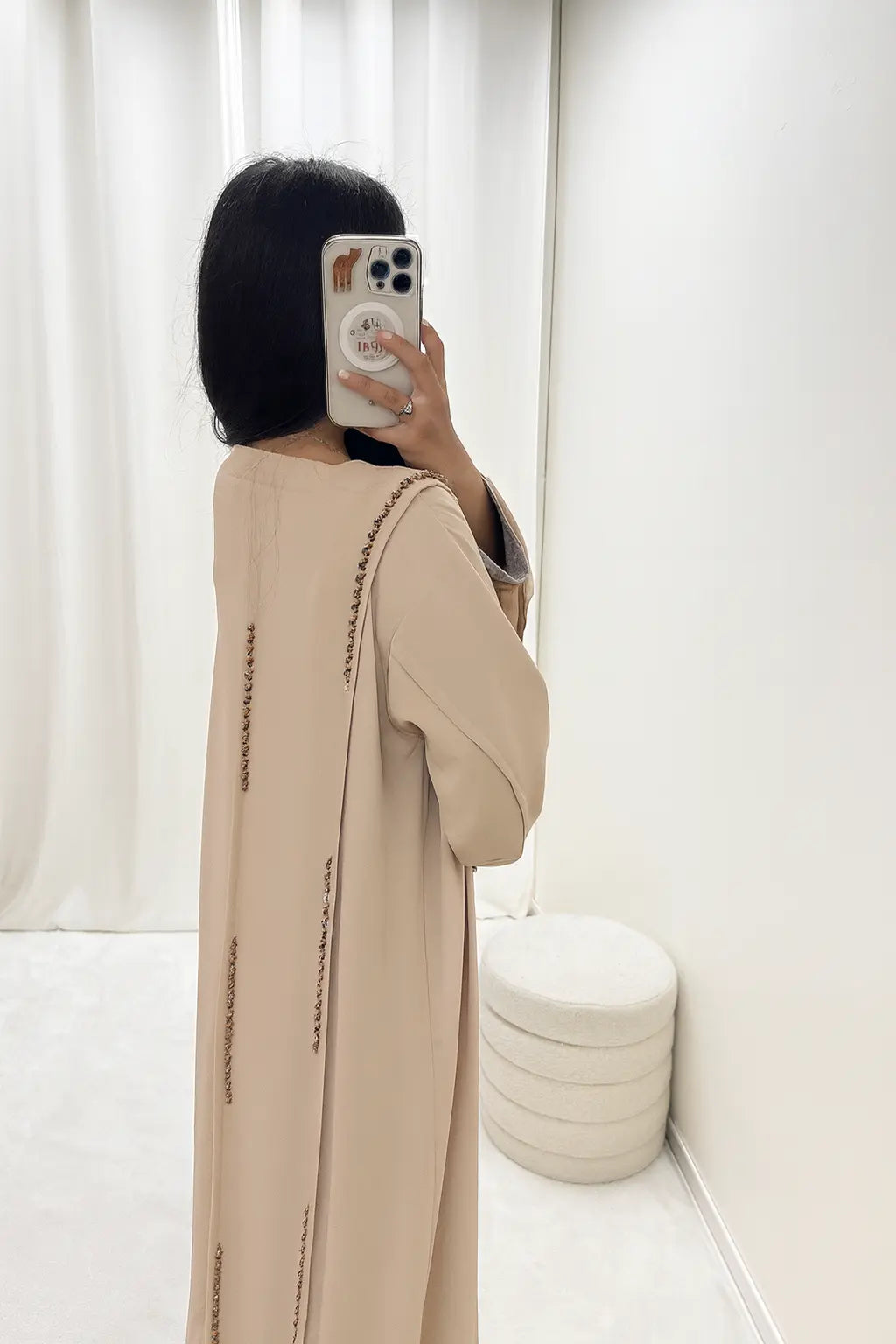 Abaya Dubai Nimat Beige Strass Gold MissChadou