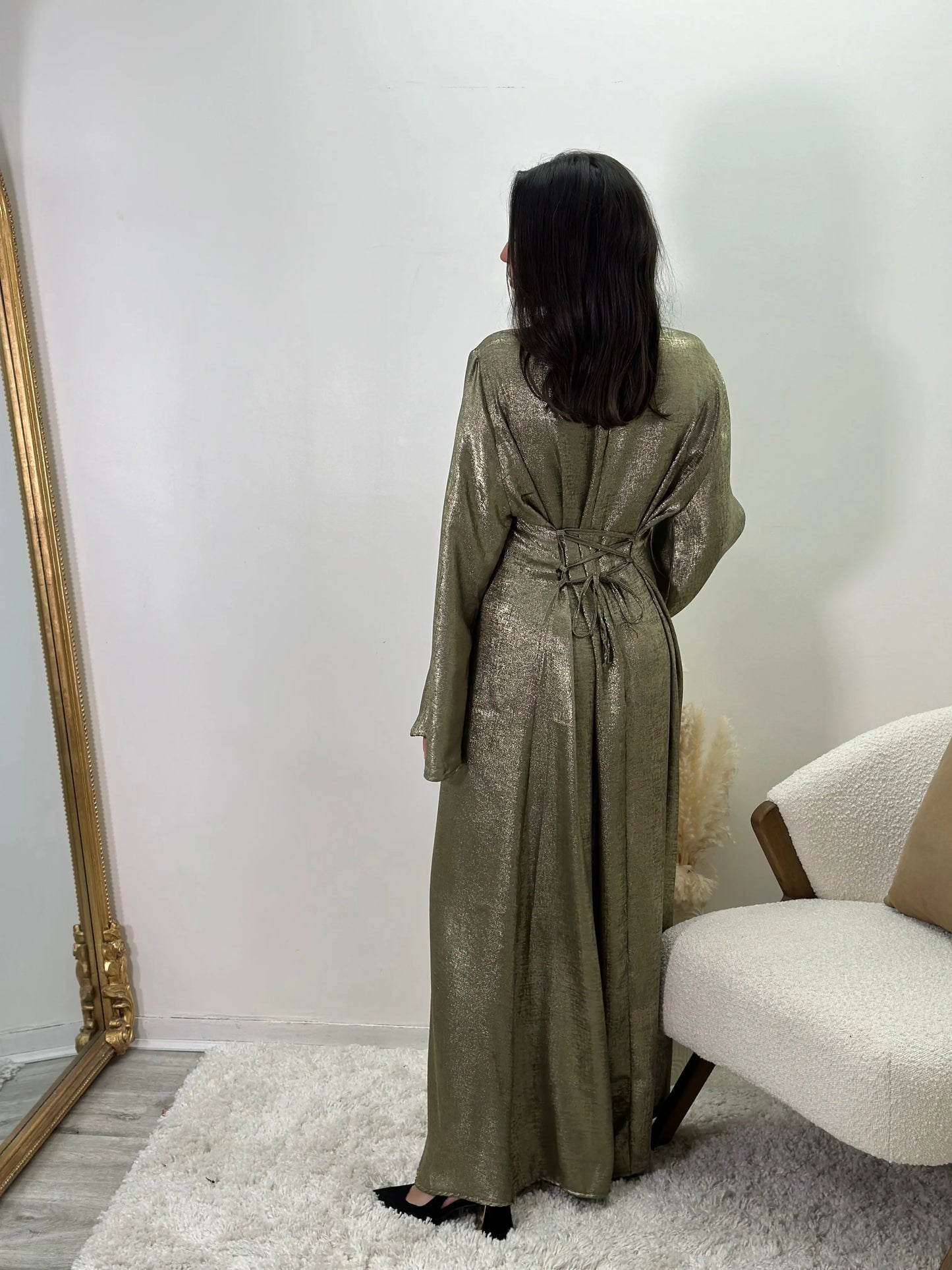 Robe Longue Kaki Or Alya