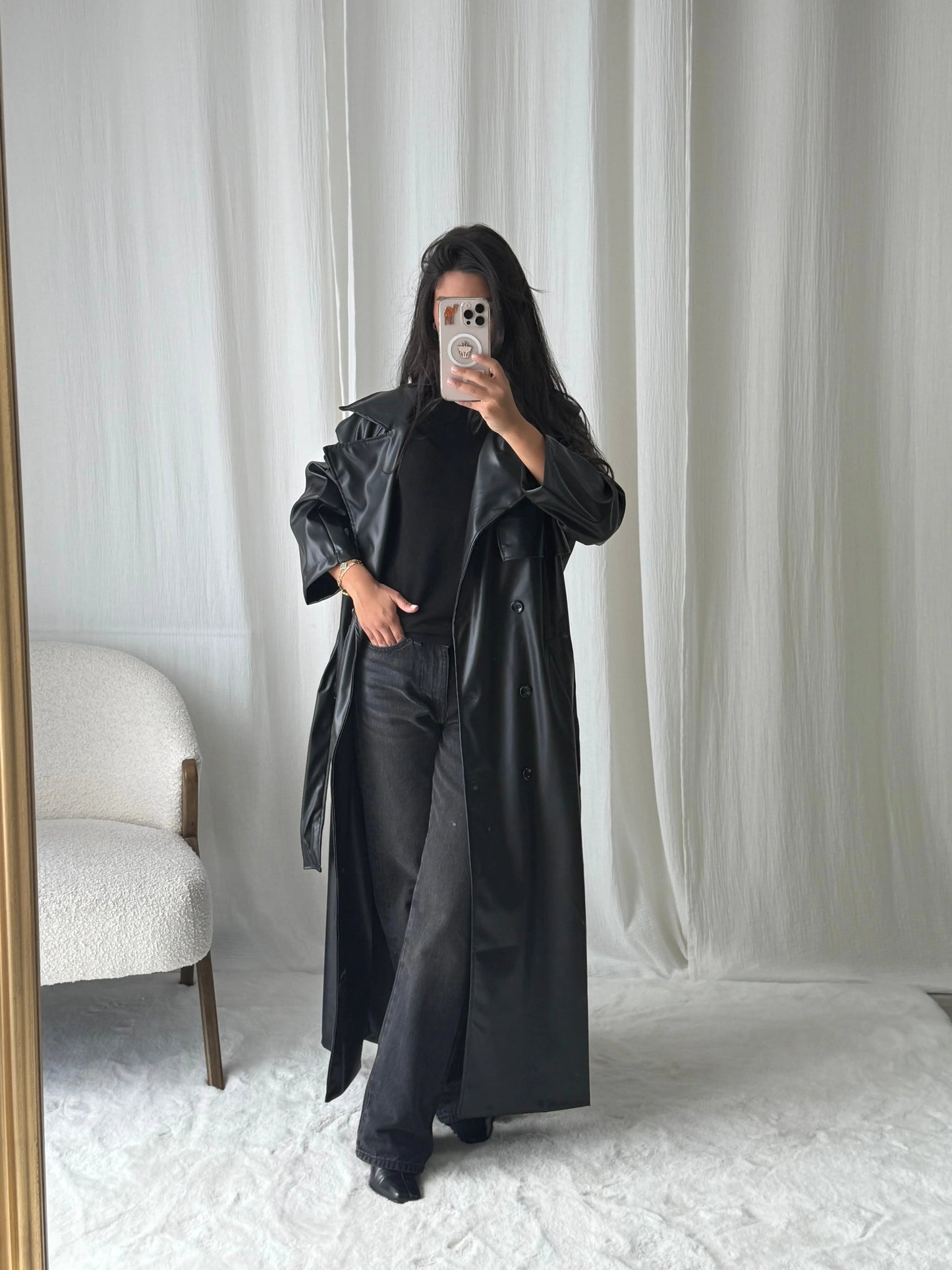 Trench Long Simili Cuir Oversize Selna MissChadou