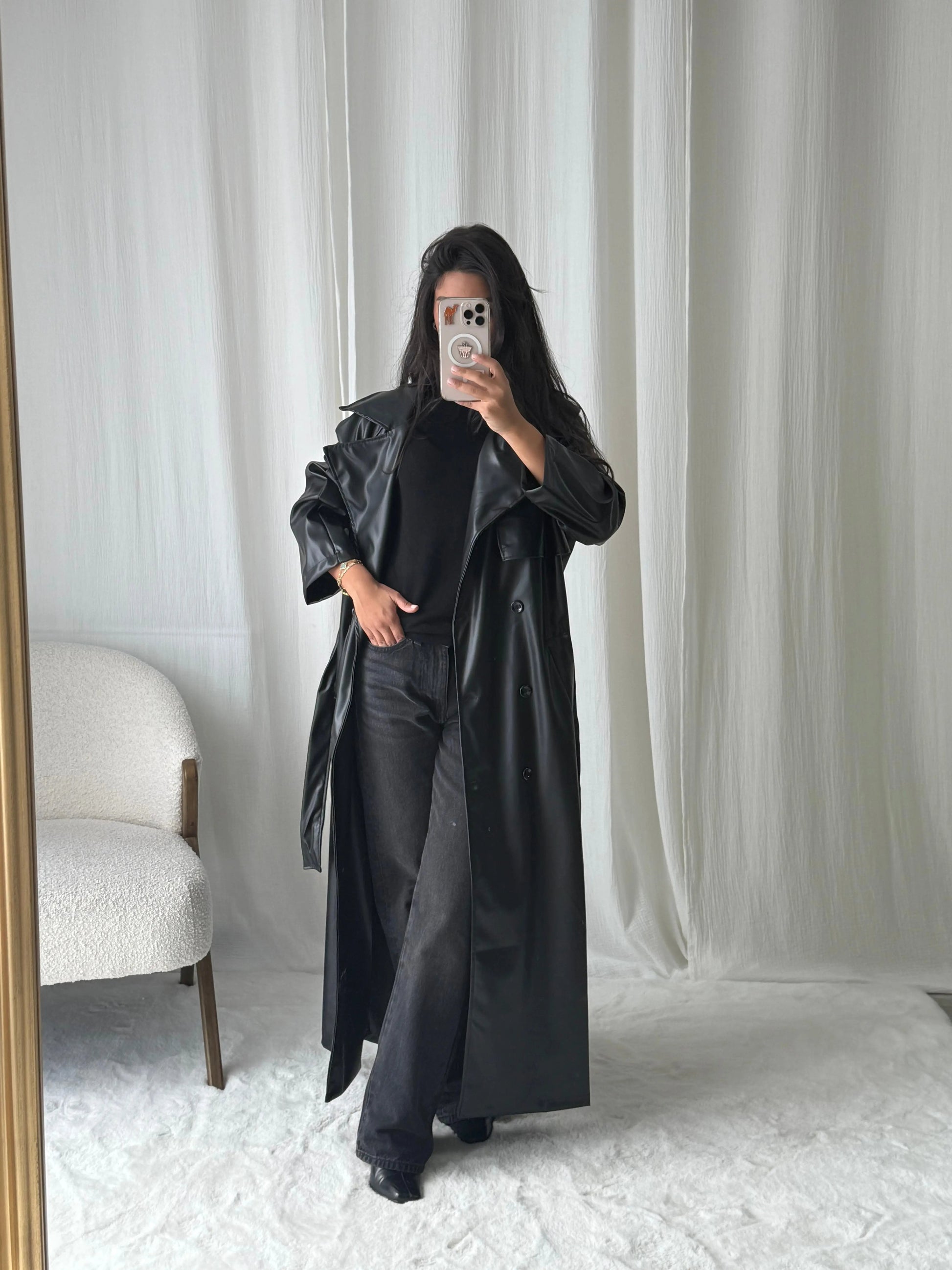 Trench Long Simili Cuir Oversize Selna MissChadou