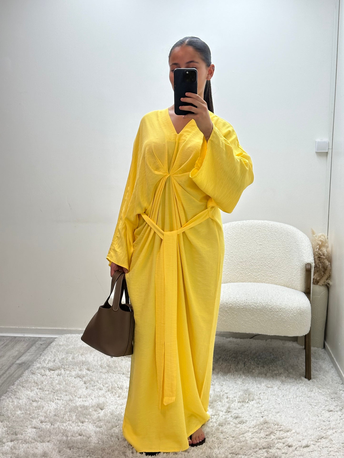 Robe Froncée Jaune Nava