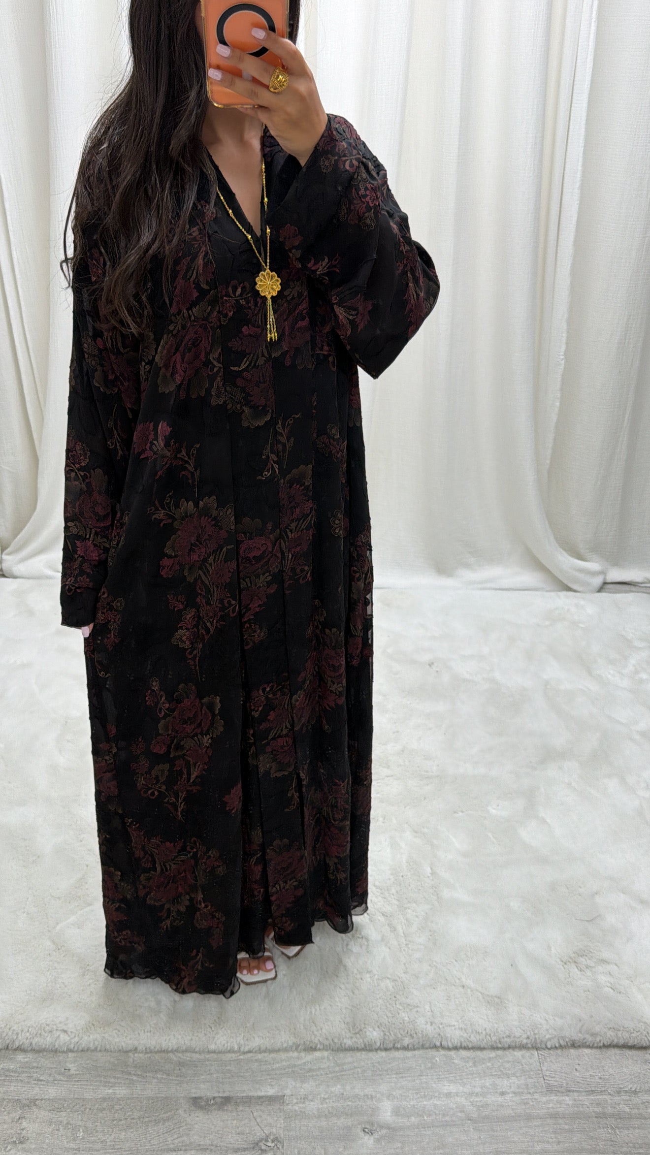 Abaya Medinilla Bordeaux – Jacquard Dévoré