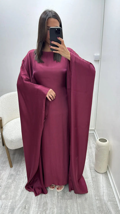 Abaya bordeaux à manches papillons stella Miss Chadou