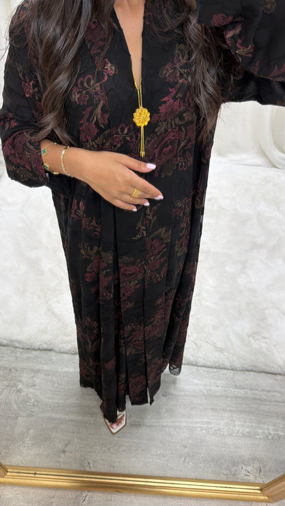 Abaya Medinilla Bordeaux – Jacquard Dévoré