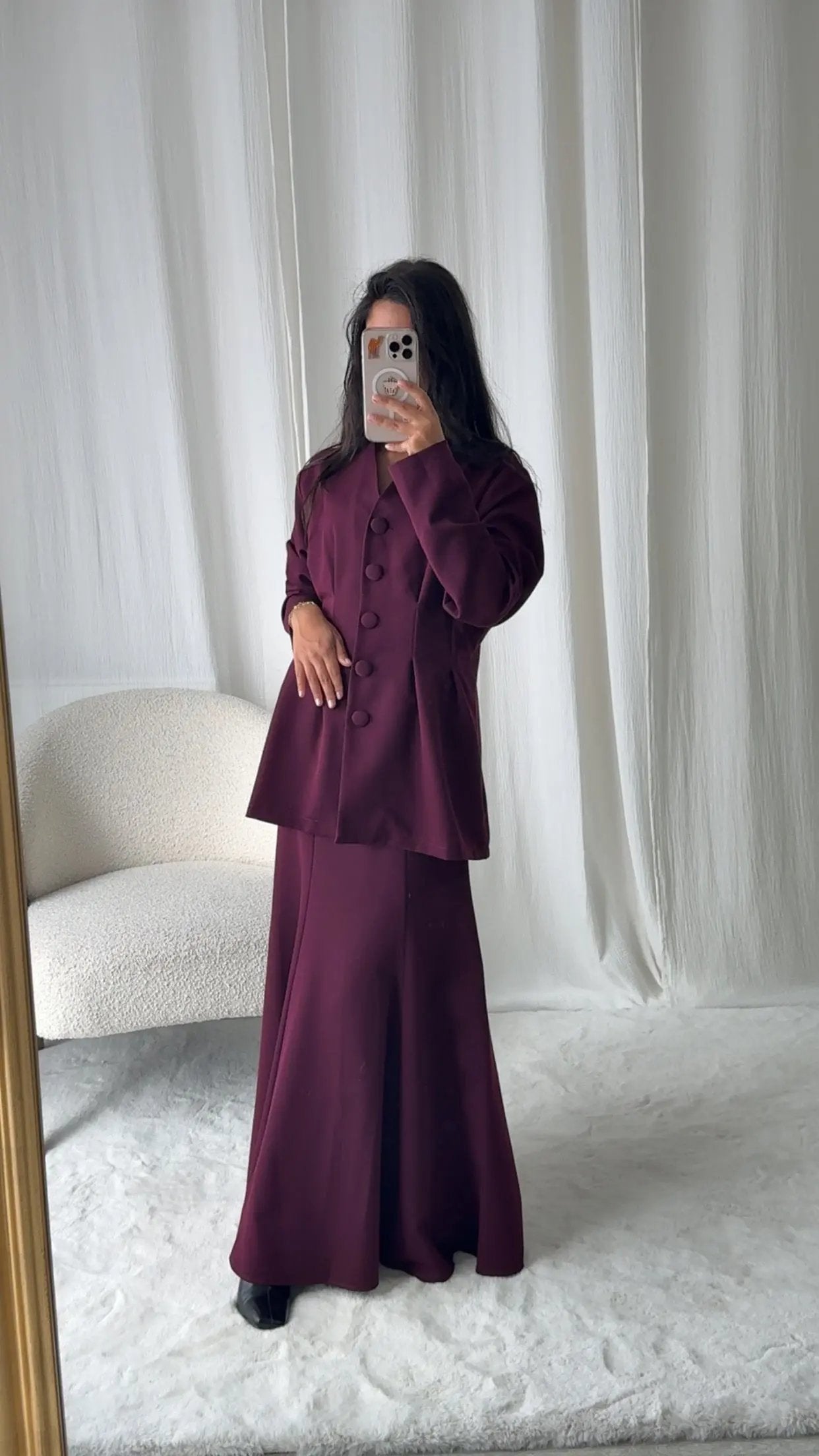 Ensemble Jupe Veste – Bordeaux Élégance MissChadou