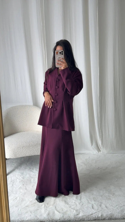 Ensemble Jupe Veste – Bordeaux Élégance MissChadou