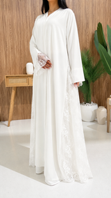Lulwa White 3-Piece Kimono – Premium Korean Nidah