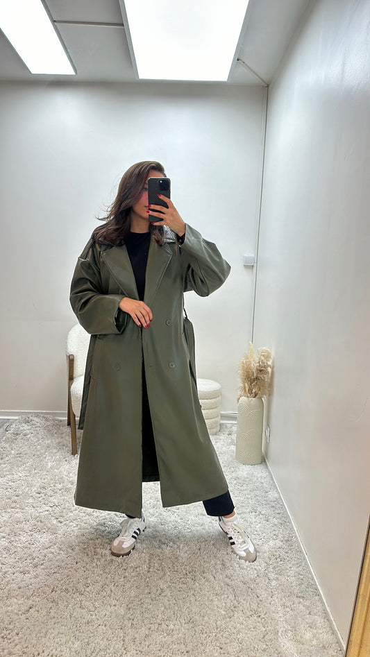 Trench Bella Long Simili Cuir Oversize