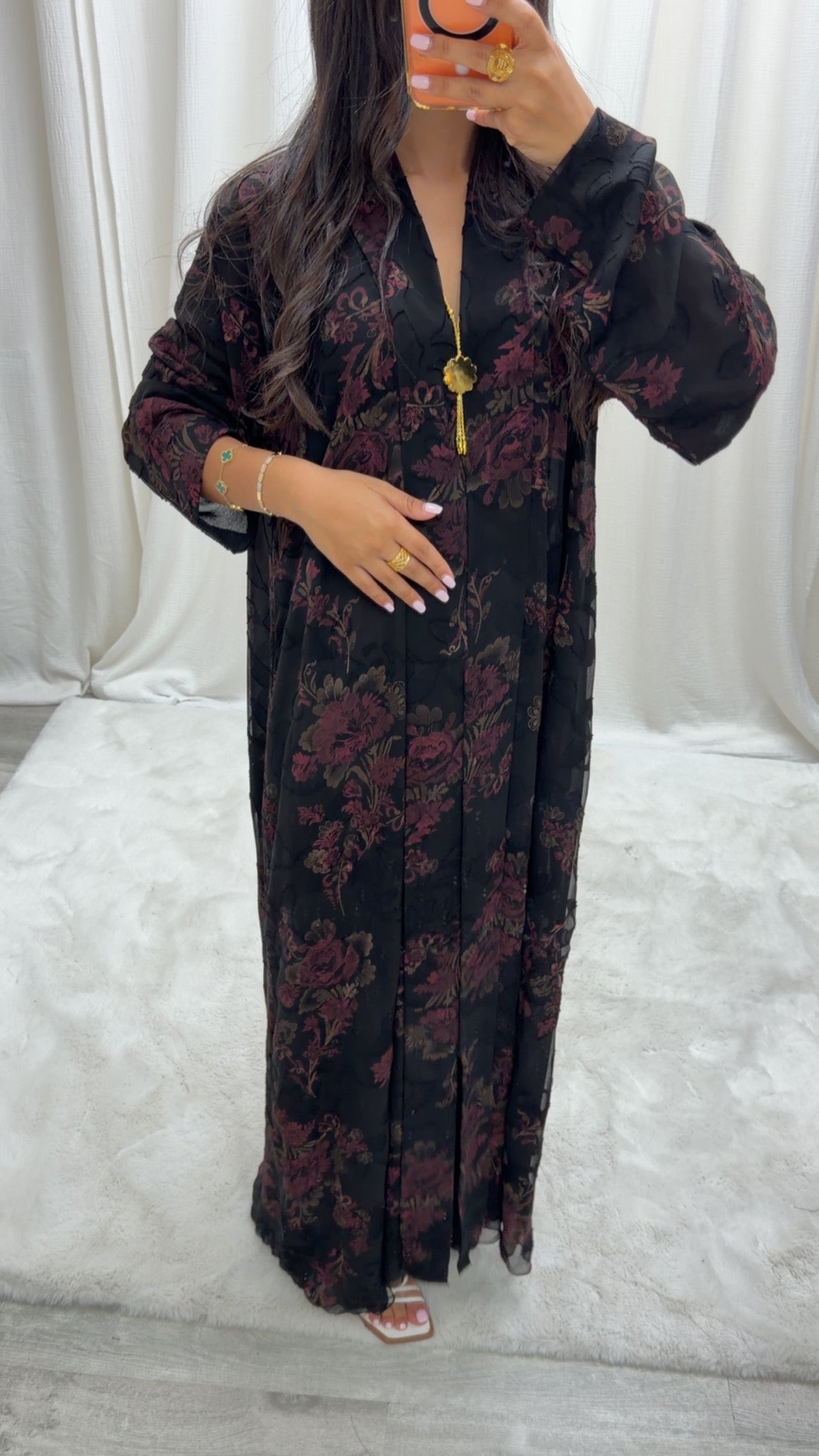 Abaya Medinilla Bordeaux – Jacquard Dévoré
