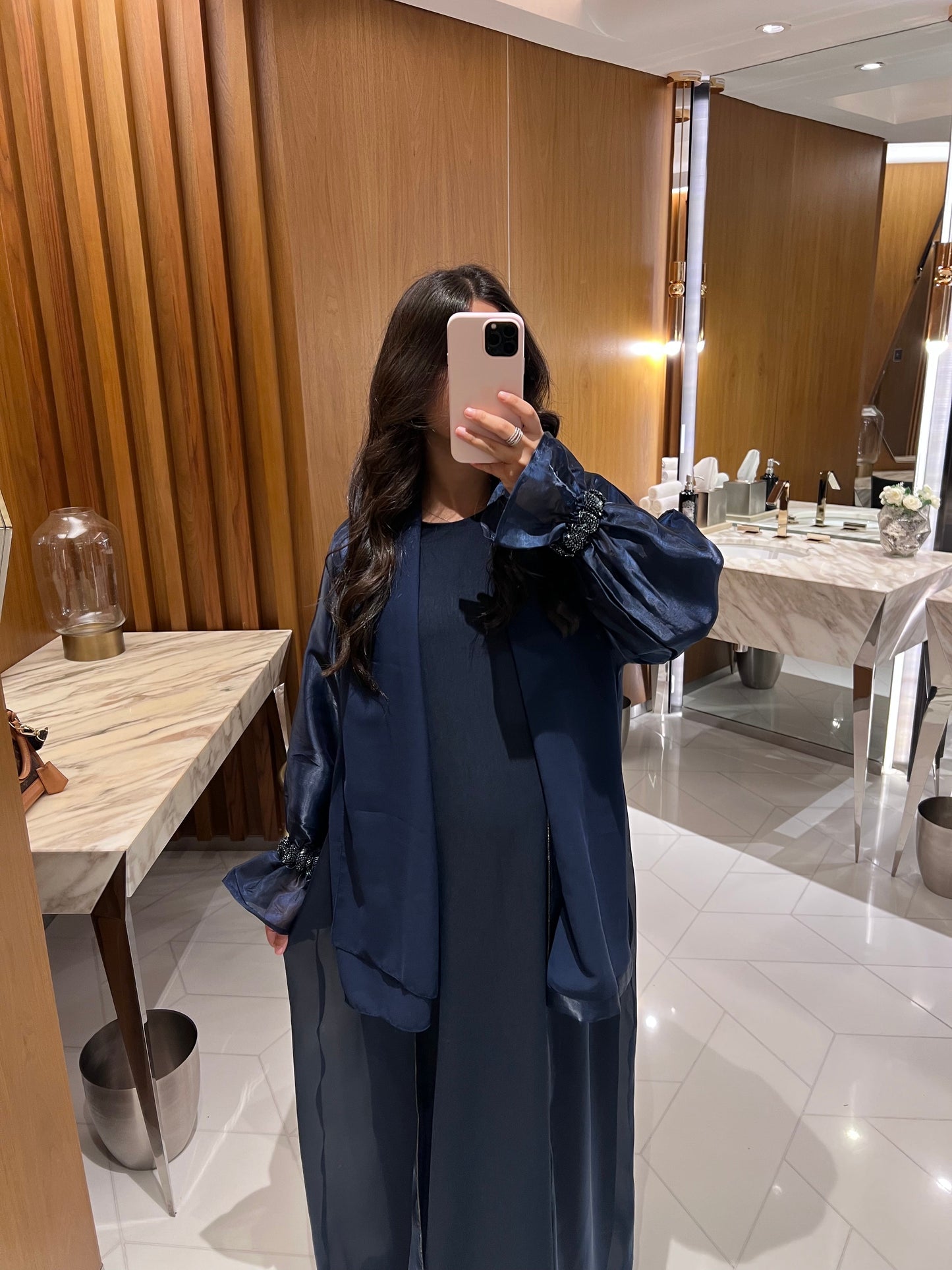 Kimono Layla Nachtblau 3-teilig – Premium-Organza