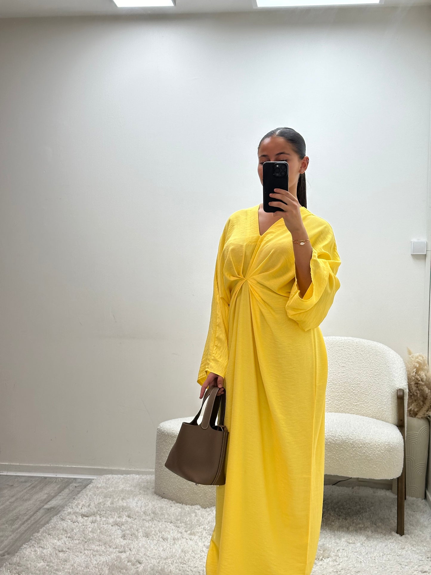 Robe Froncée Jaune Nava