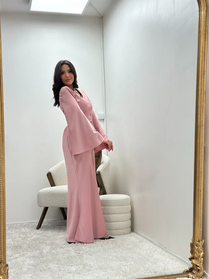 Robe rose en satin enaya