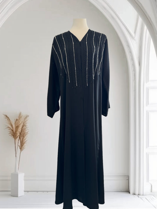 Abaya Dubai à Strass Noire