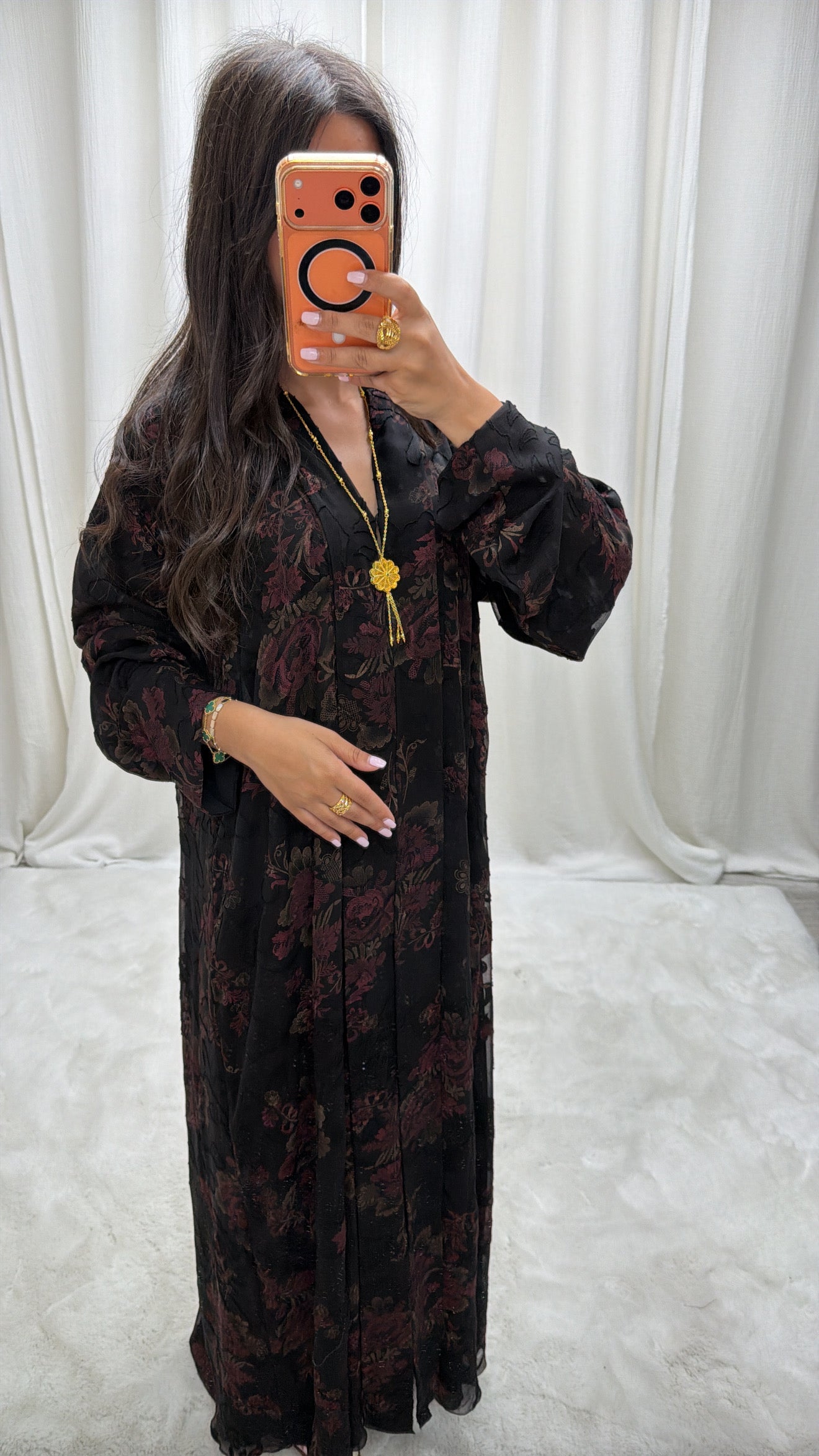 Abaya Medinilla Bordeaux – Jacquard Dévoré