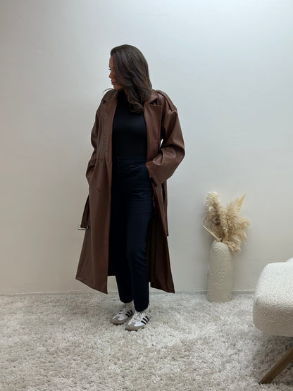 Trench Bella Long Simili Cuir Oversize