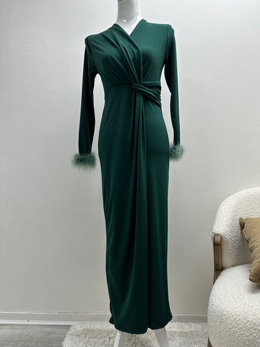 robe à plumes verte sapin léna