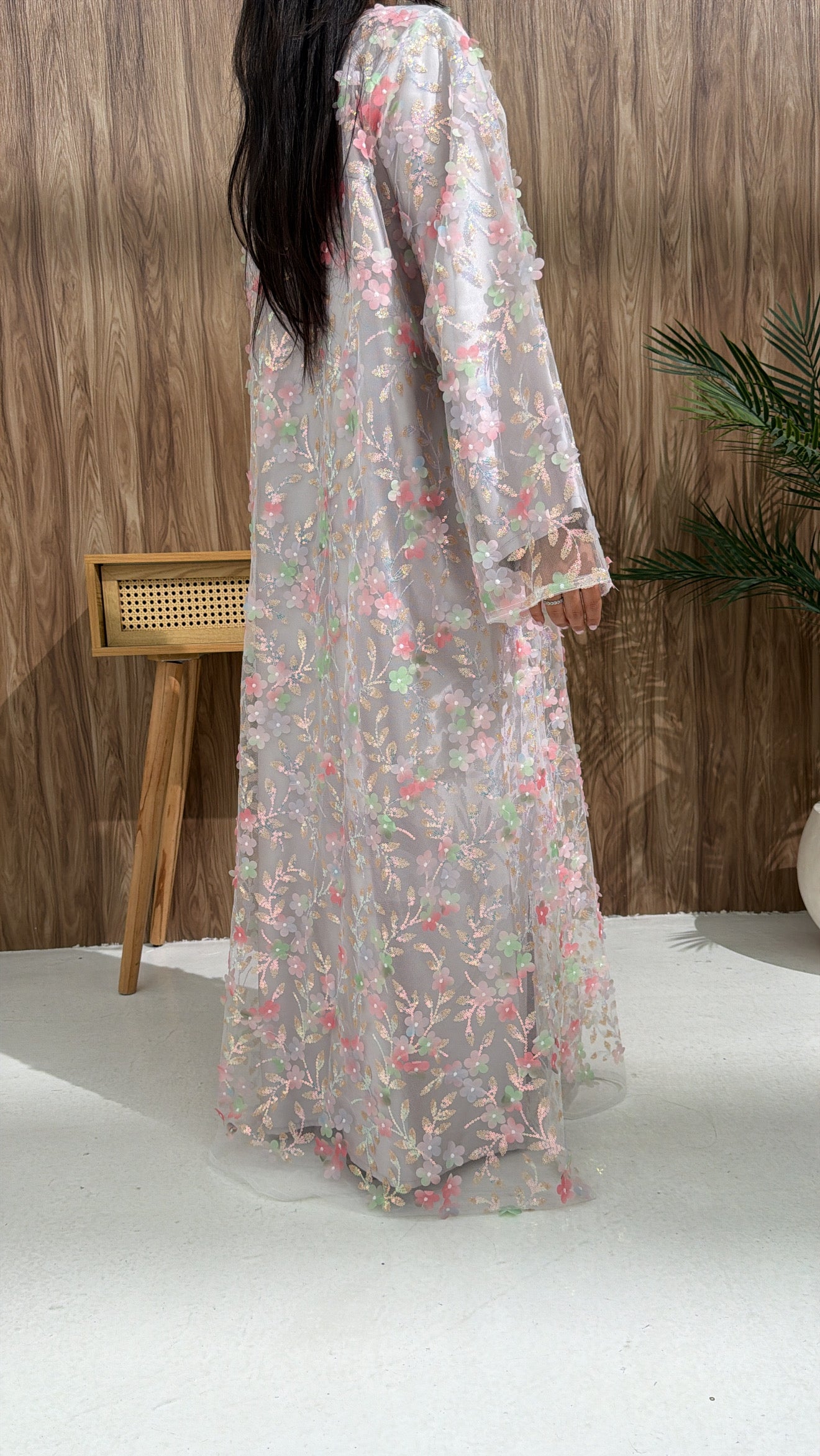 Kimono en organza fleuri Chadou