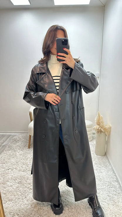 Trench Long Simili Cuir Oversize Selna MissChadou