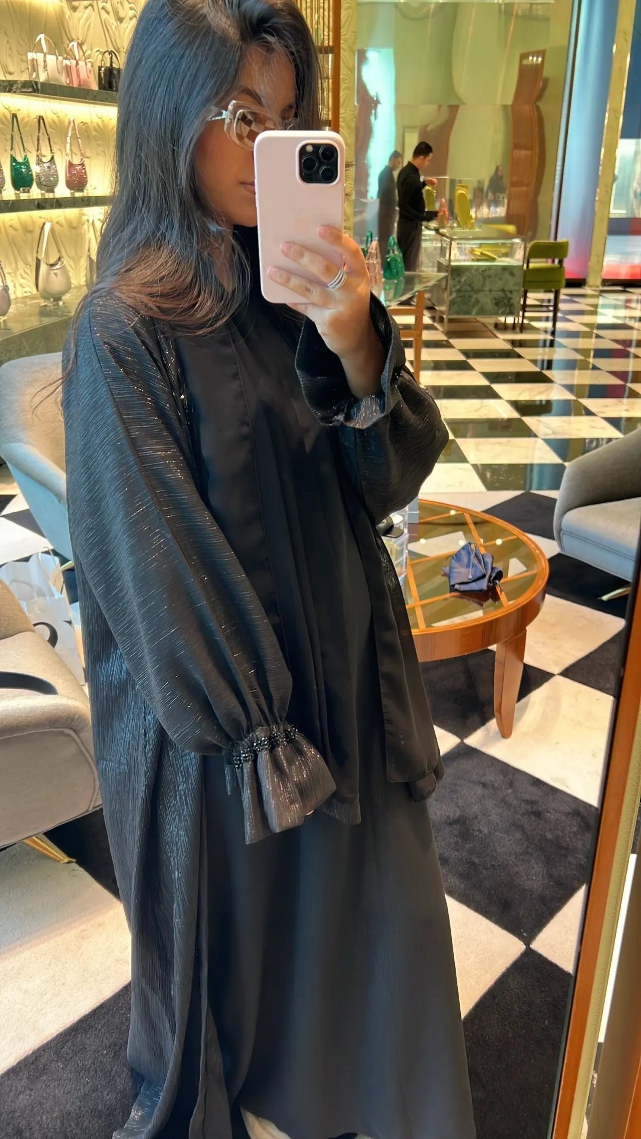 Kimono 3 pièces Dubaï en organza perlé MissChadou