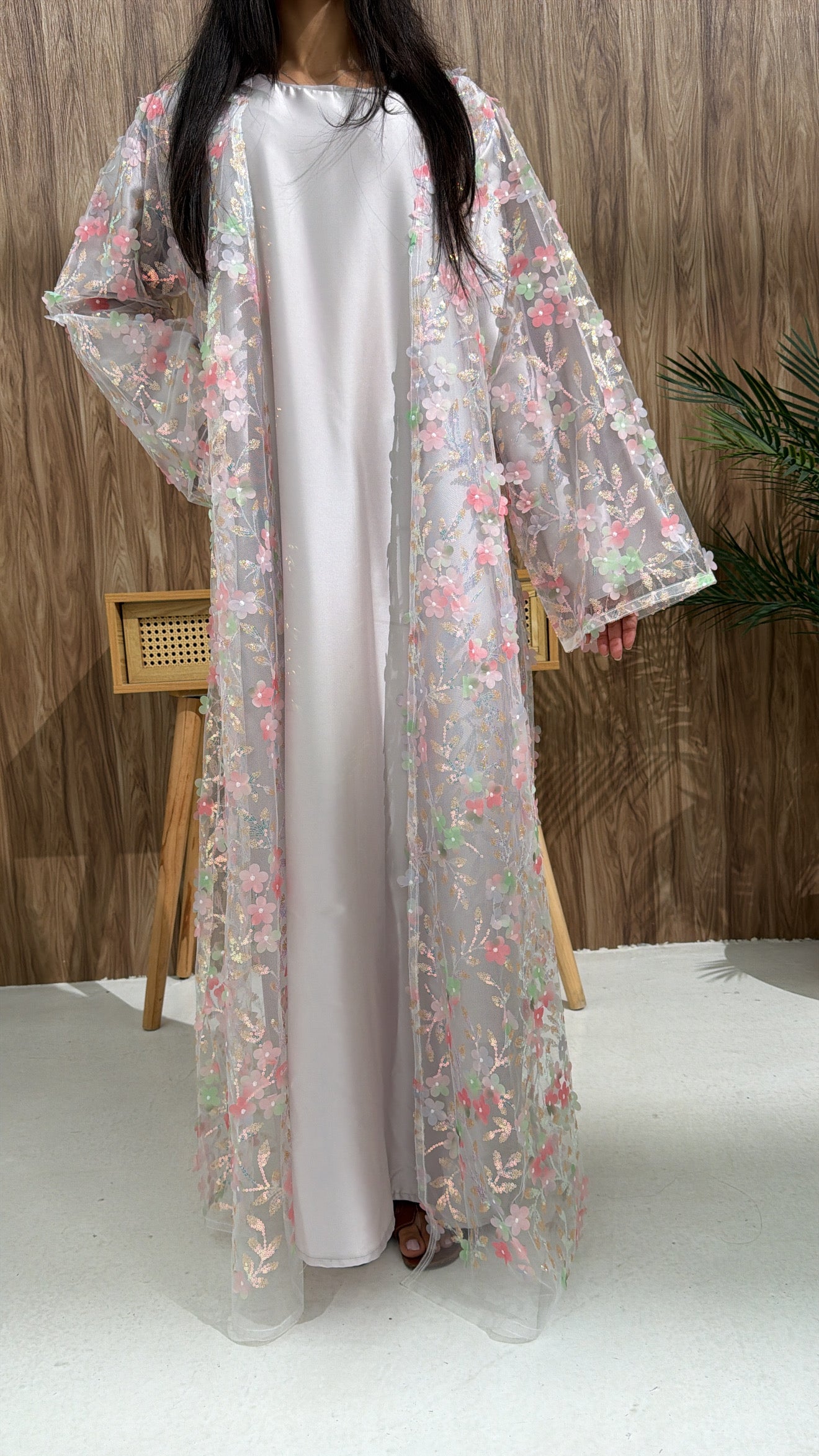 Kimono en organza fleuri Chadou