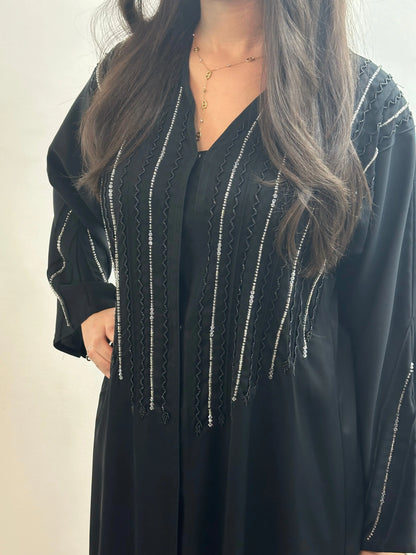 Abaya Dubai à Strass Noire