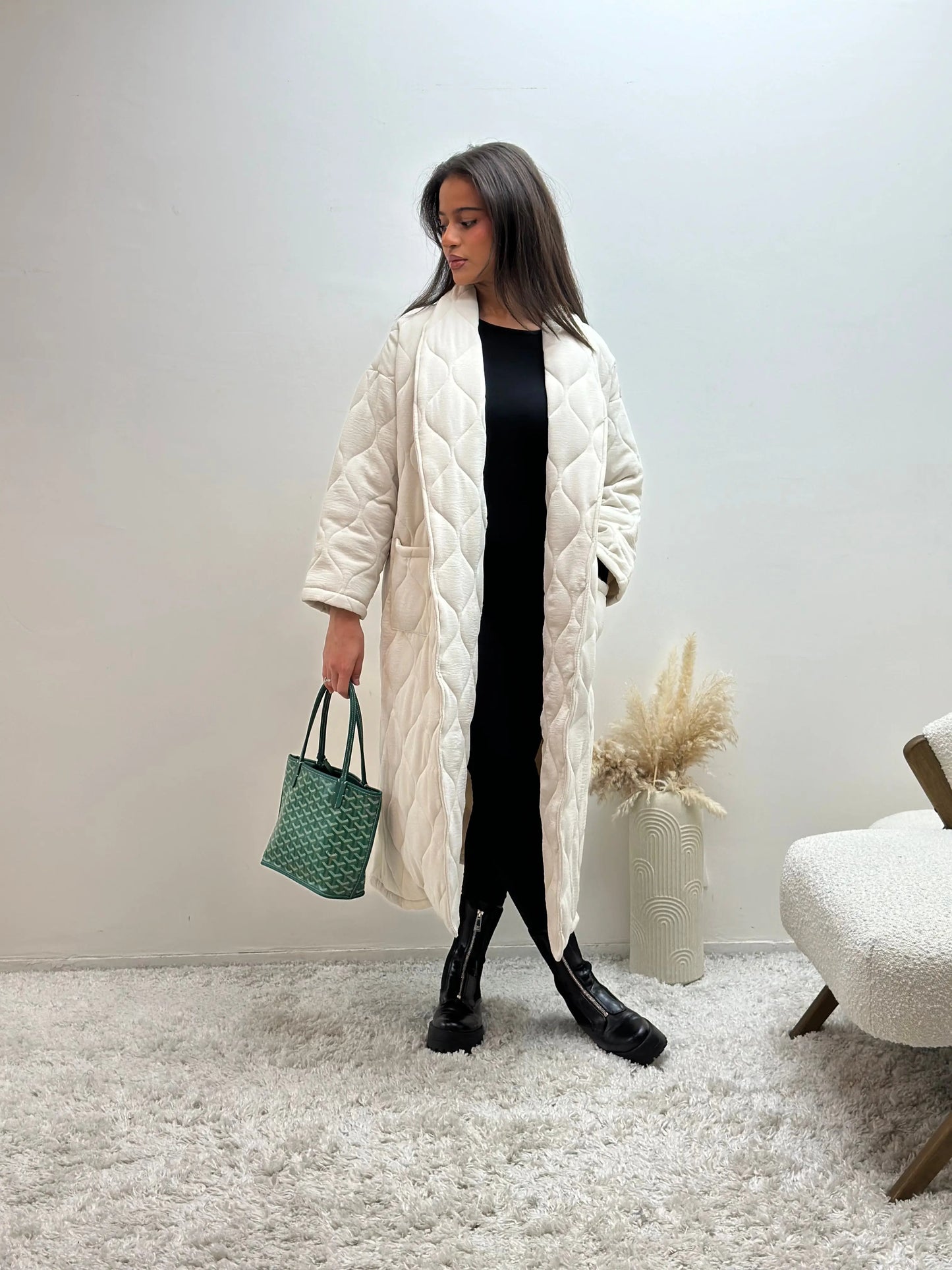 Manteau Long Oversize Matelassé Sira