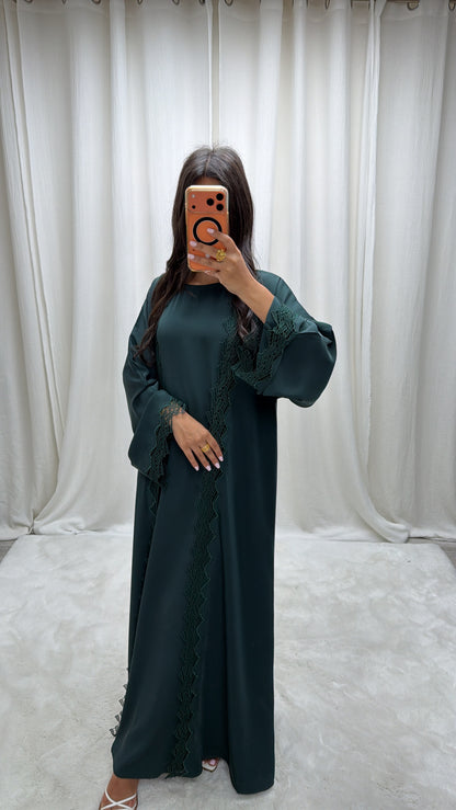 Kimono Aljada 3 Pièces Vert Émeraude Nidah Coréen Premium