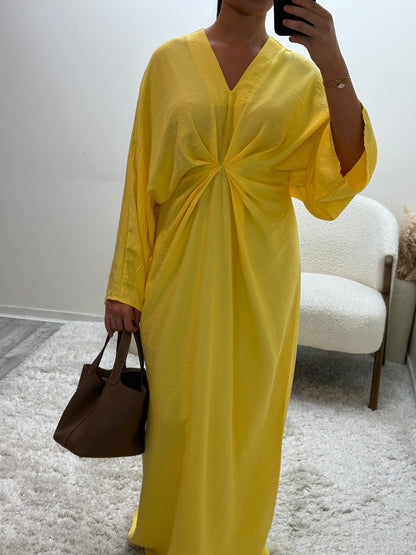 Robe Froncée Jaune Nava