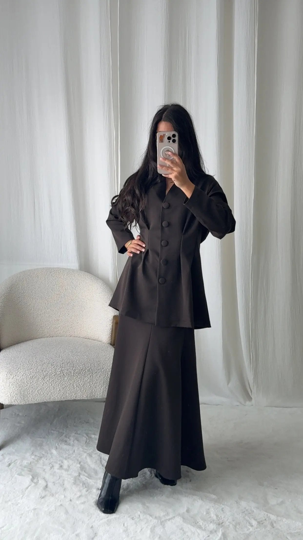 Ensemble Jupe Veste – Chocolat Élégance MissChadou