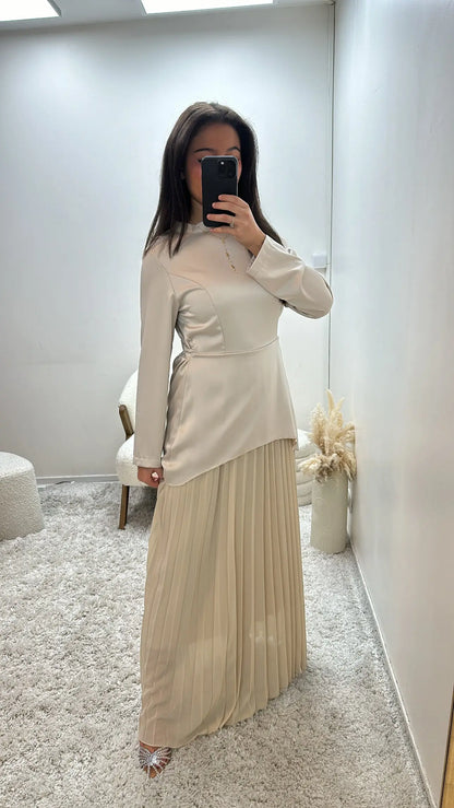 Robe de soirée en satin bi matière Aja