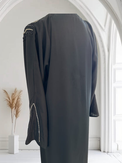 Abaya Dubai à Strass Noire