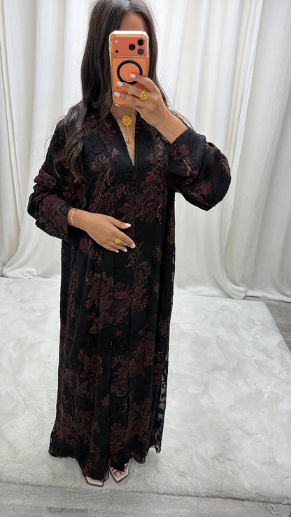Abaya Medinilla Bordeaux – Jacquard Dévoré