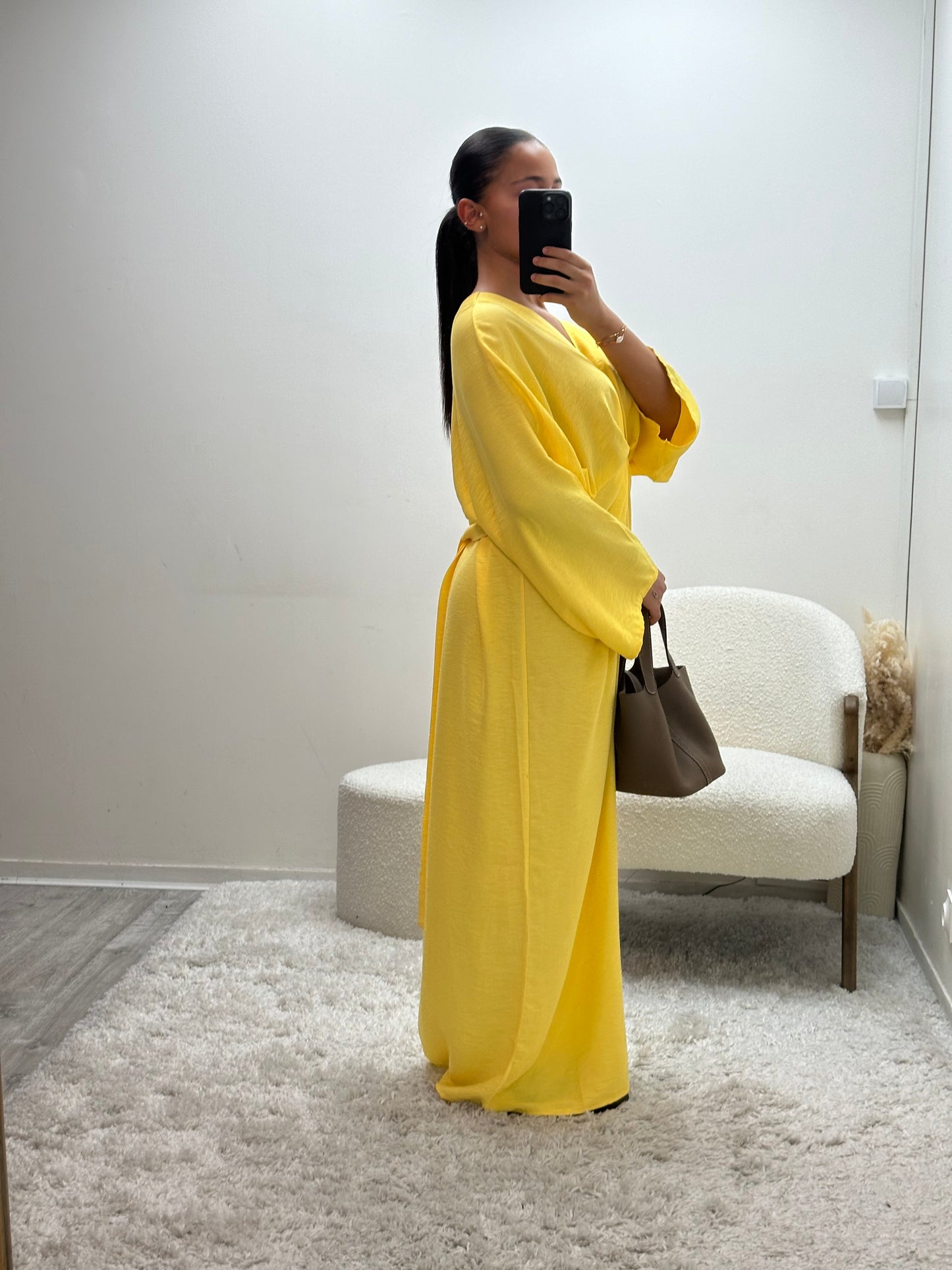 Robe Froncée Jaune Nava