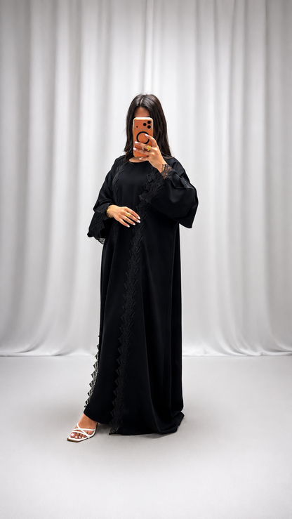 Kimono Aljada 3 Pièces Noir Nidah Coréen Premium