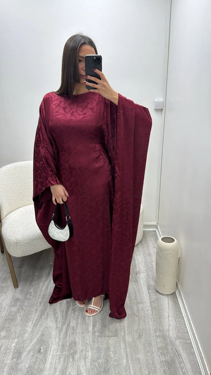 Abaya Bordeaux à manches chauves-souris racha Miss Chadou