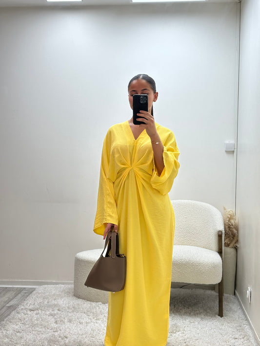 Robe Froncée Jaune Nava