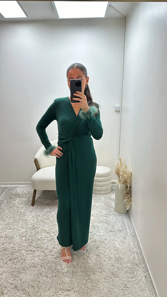 robe à plumes verte sapin léna