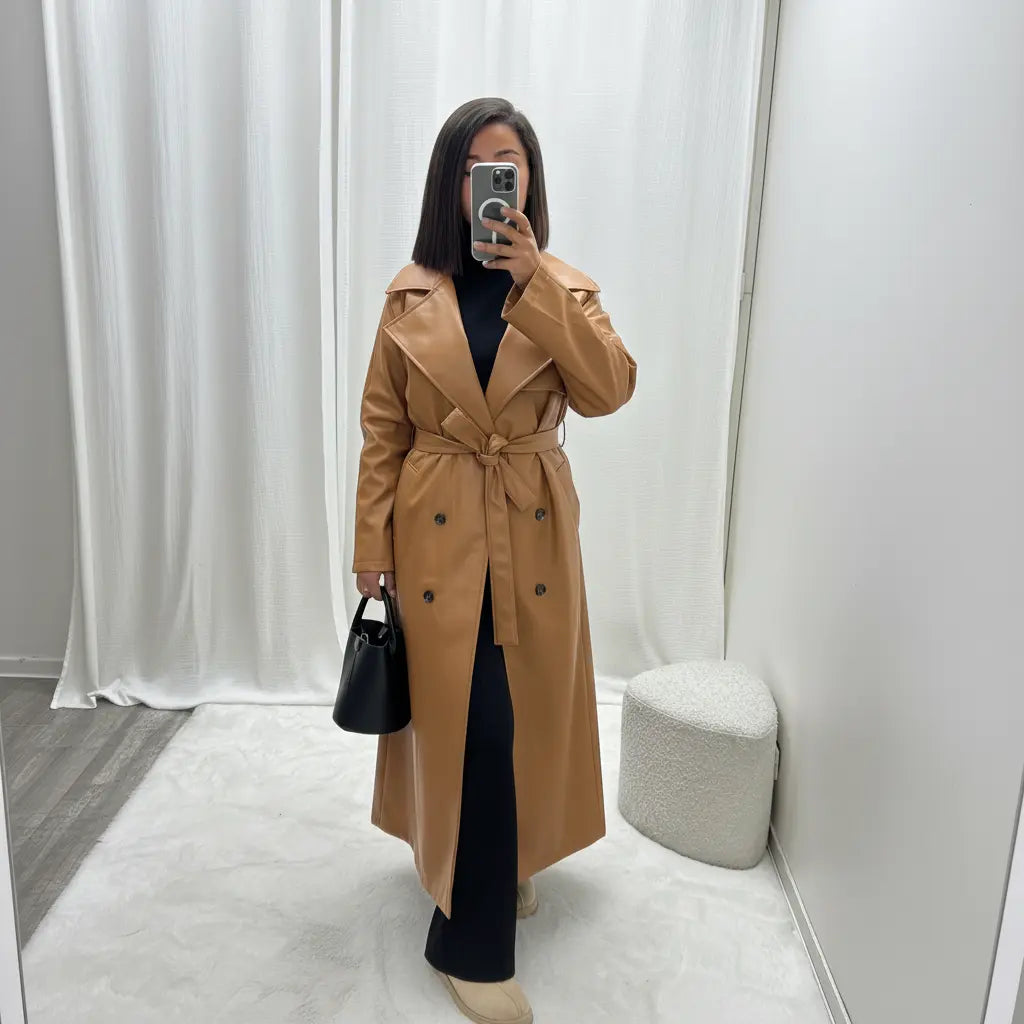 Trench Long Simili Cuir Oversize Selna MissChadou