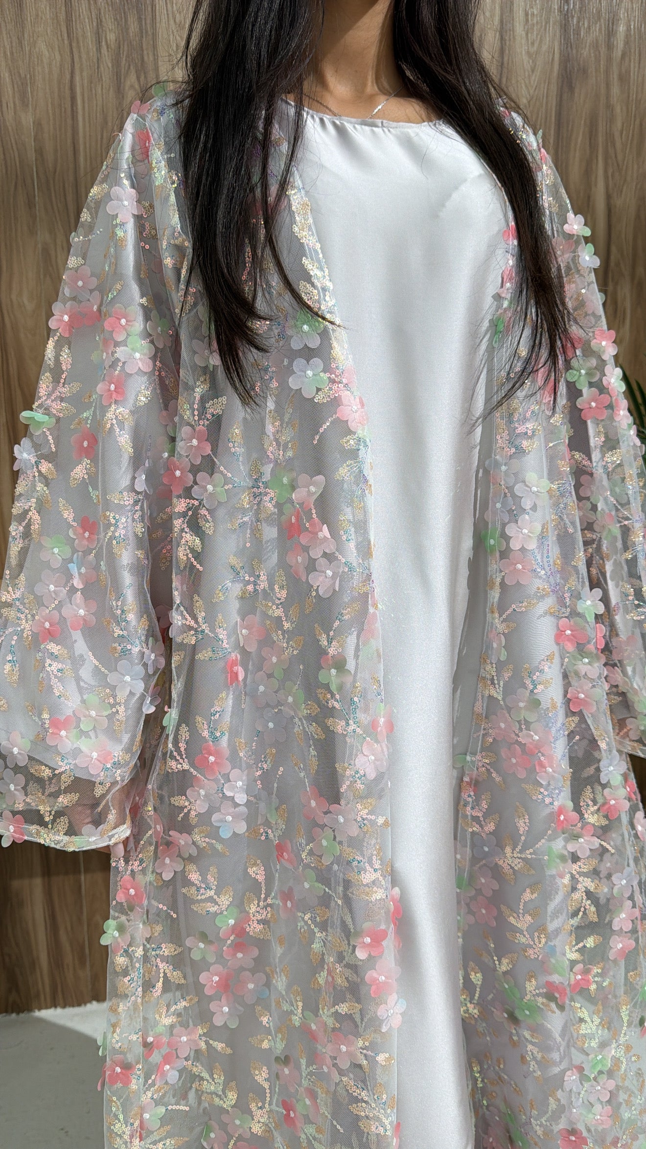 Kimono en organza fleuri Chadou