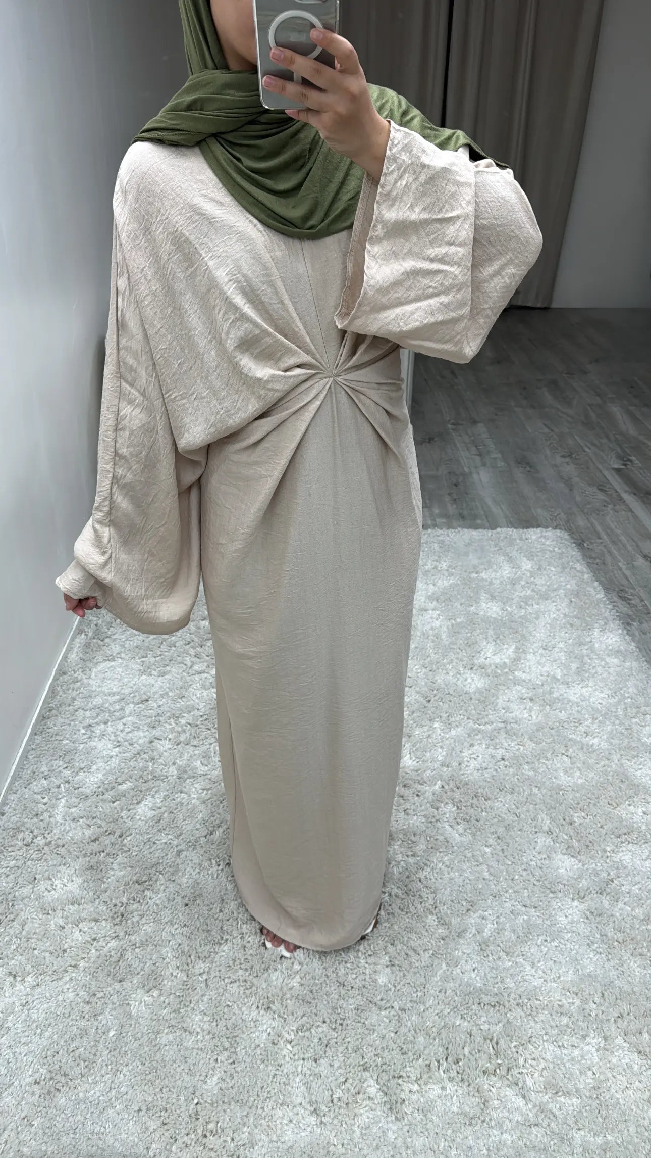 Robe Froncée Beige Nava