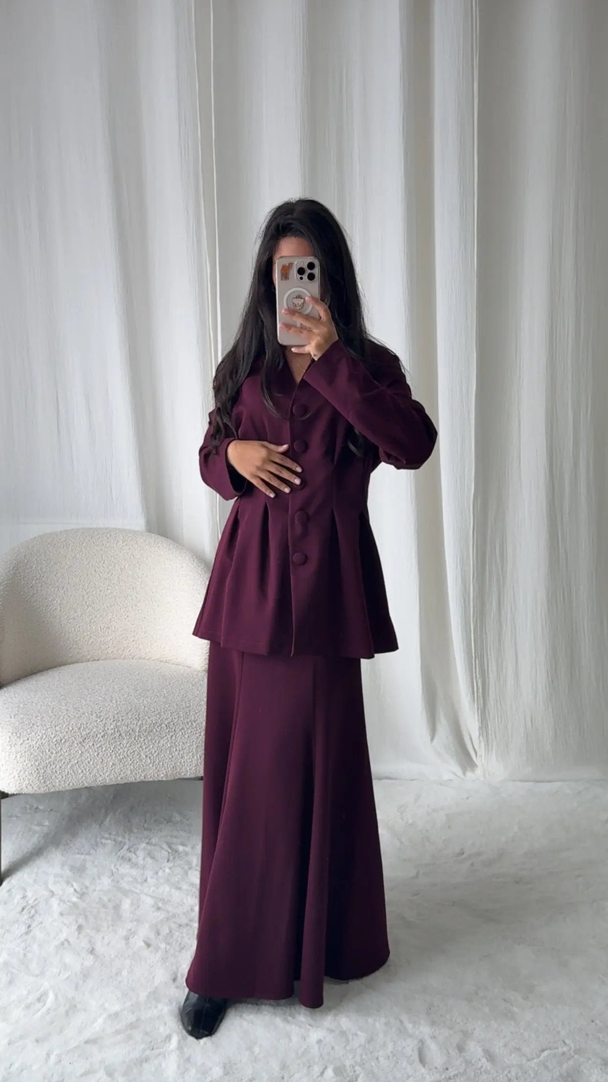 Ensemble Jupe Veste – Bordeaux Élégance MissChadou