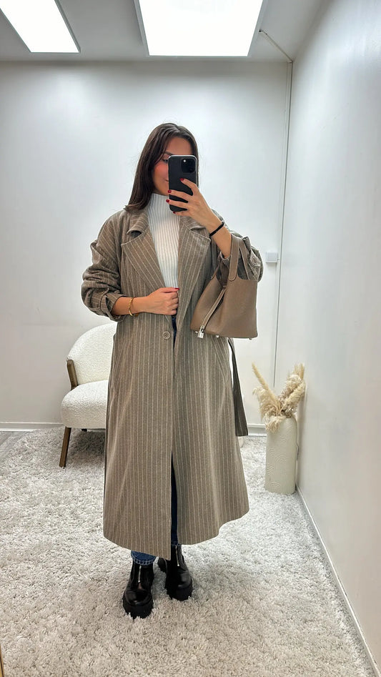 Manteau Oversize Jinna à Rayures MissChadou