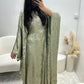 ROBE ABAYA SCINTILLANTE MANCHES PAPILLONS AJUSTÉE ASYMÉTRIQUE ORAN KAKI