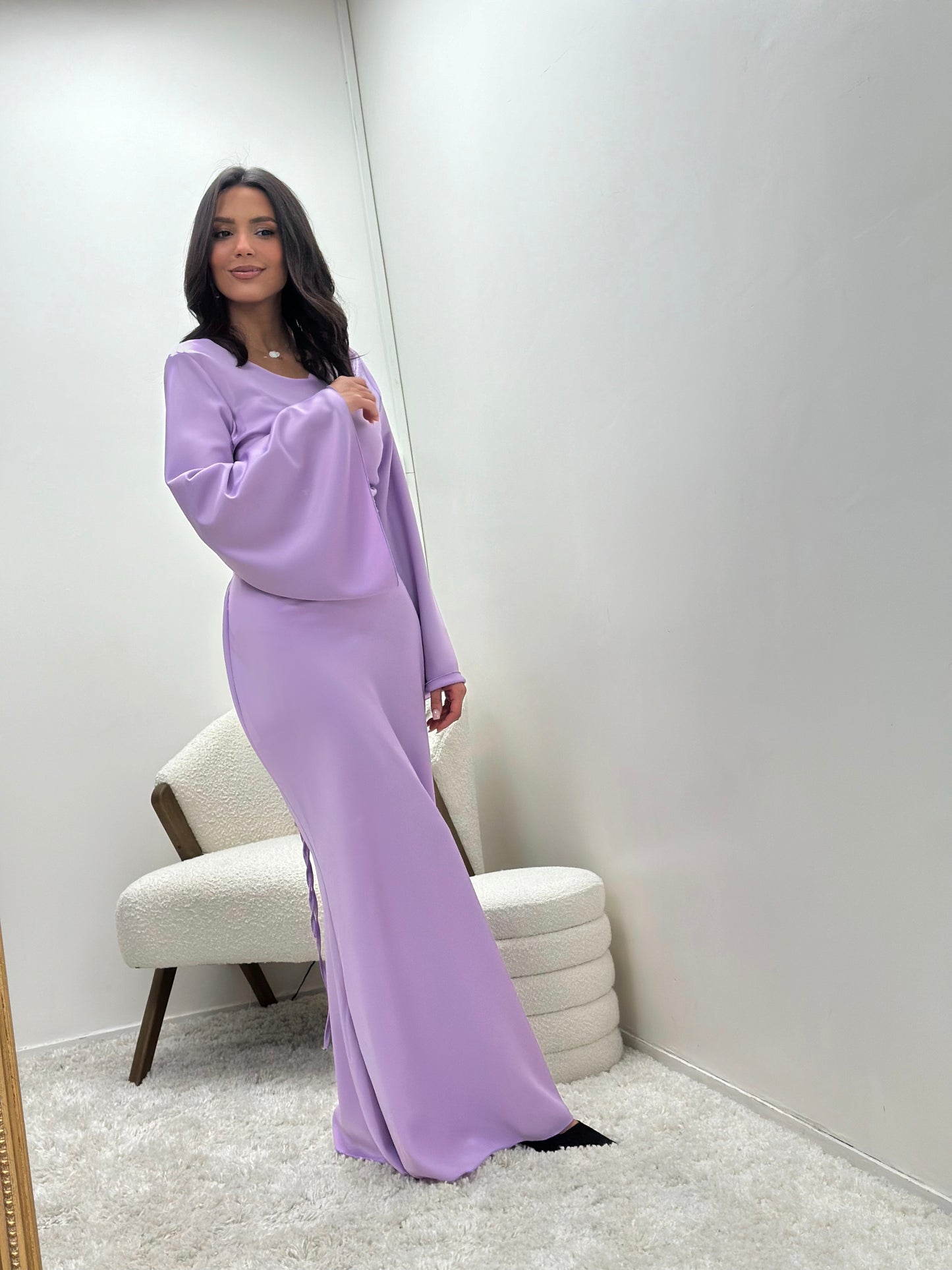 Robe lilas en satin enaya