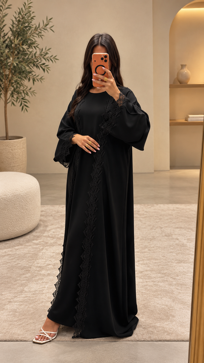 Kimono Aljada Zwart 3-delig – Nidah Coréen Premium