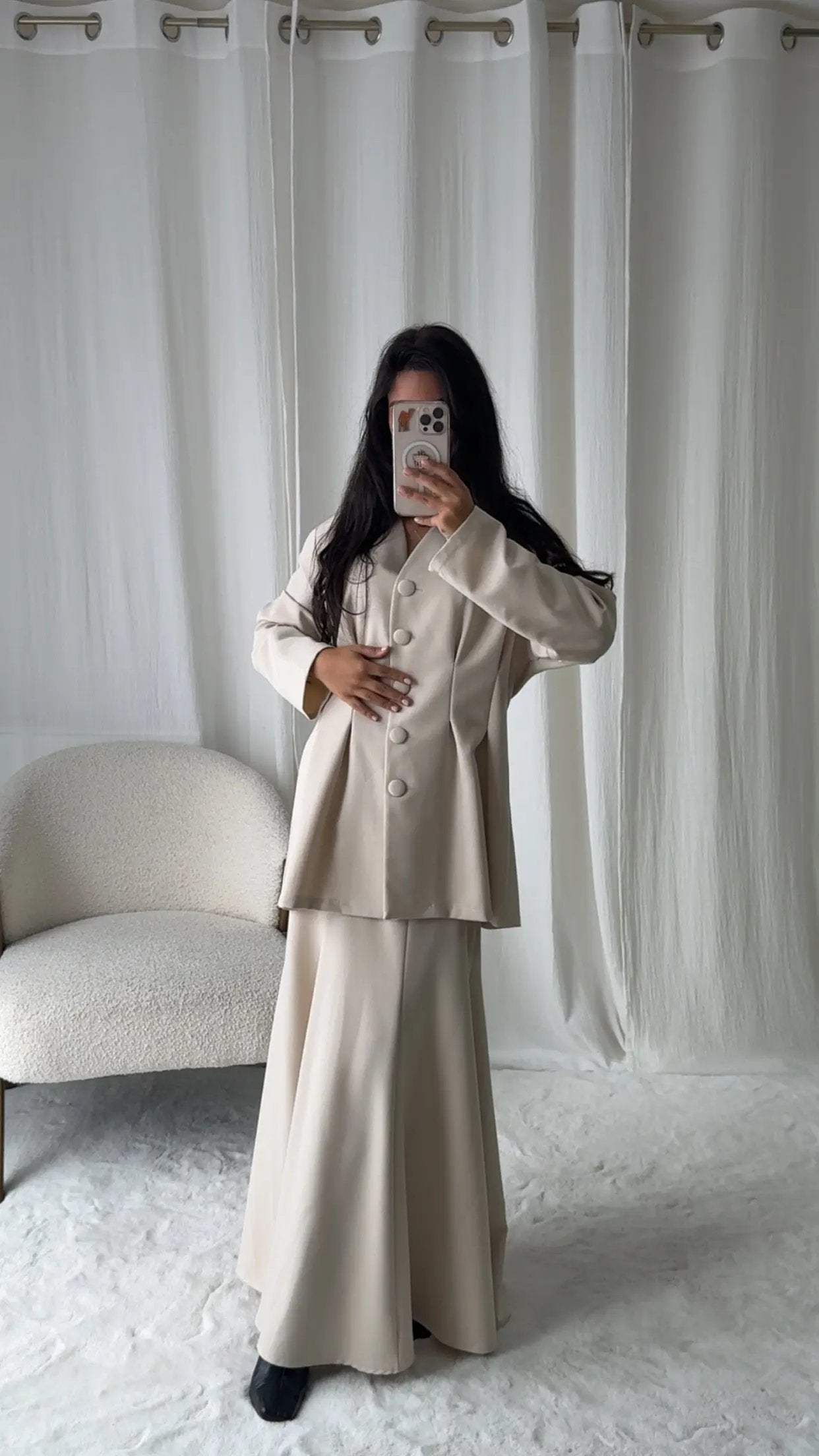 Ensemble Jupe Veste – Écru Élégance MissChadou