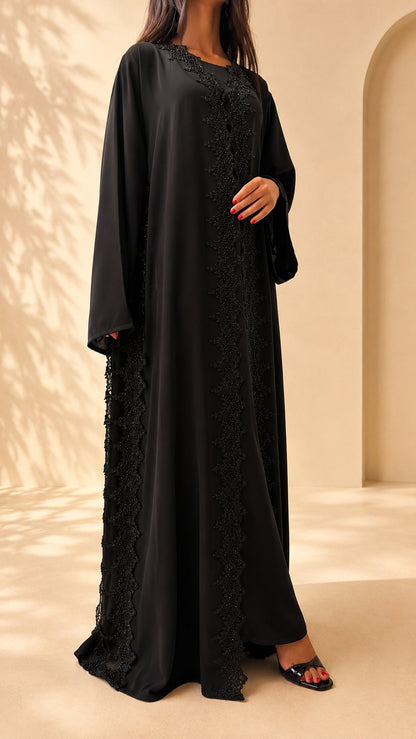 Tombé de la soie de Corée de l'abaya Meraas noire