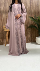 Sultana Dusty Pink 3-Piece Kimono – Premium Korean Nidah