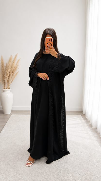 Kimono Al Barsha 3 Pièces Black Nidah Coréen Premium